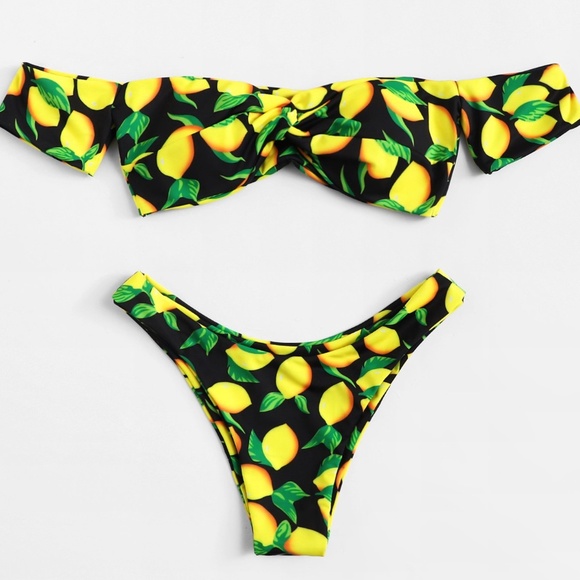 Fierce Broad Other - 🌸 Lemon Print Off Shoulder Bikini